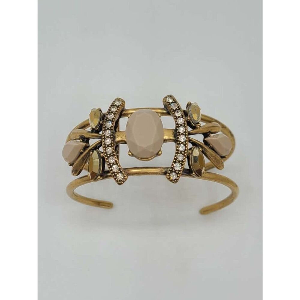 J Crew Gold Tone Resin and Crystal Cuff Bracelet